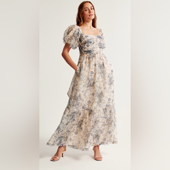 Abercrombie & Fitch | Dresses | Abercrombie Fitch Emerson Drama Bowback Maxi  Dress In Cream Floral Size Xxs | Poshmark